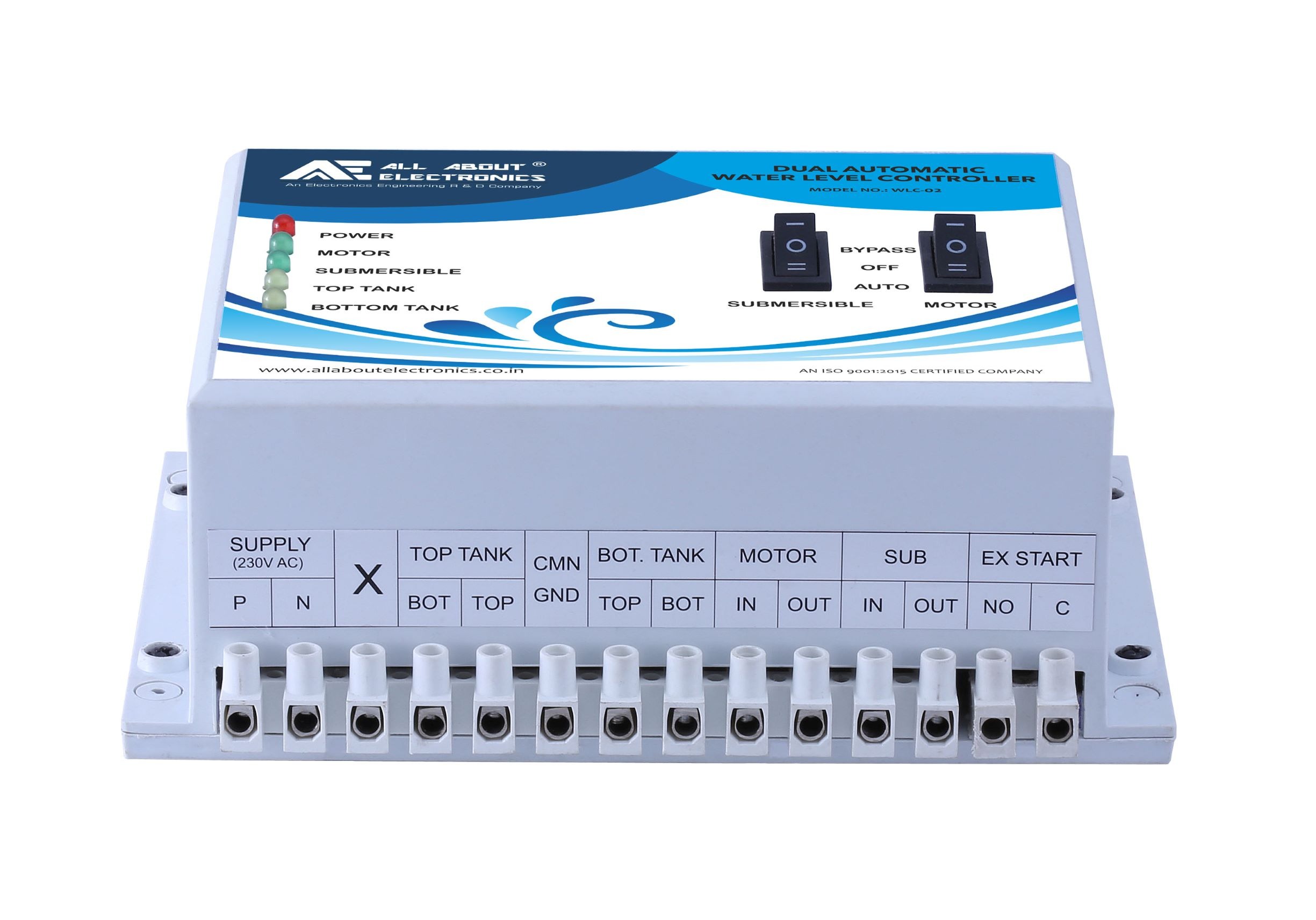 WLC-02 Dual Pump Automatic Water Level Controller with Corrosion Free Magnetic Float Sensor and Dryrun protection for Submersible